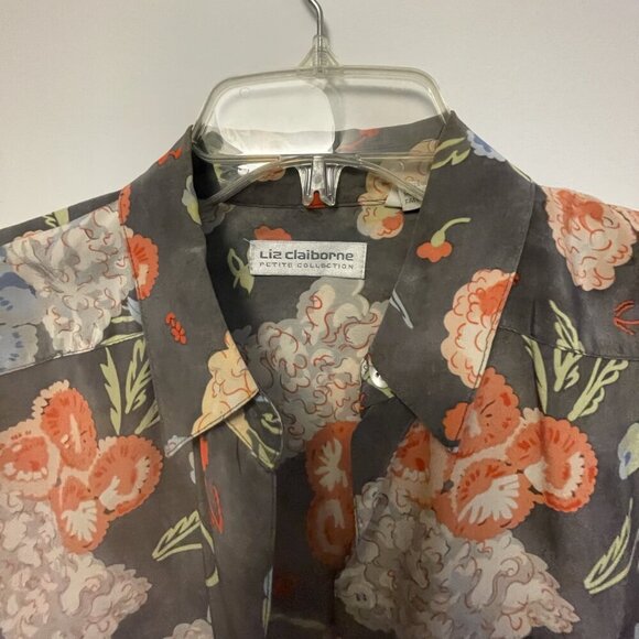 Lis Claiborne Petite Collection Short Sleeve Silk Top - Picture 2 of 3